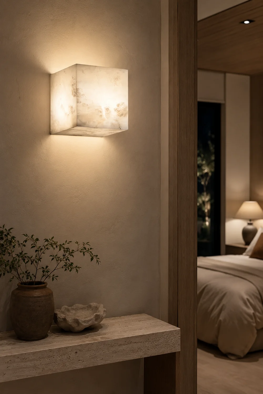 Alabaster Cube Wall Light - Lumpaz