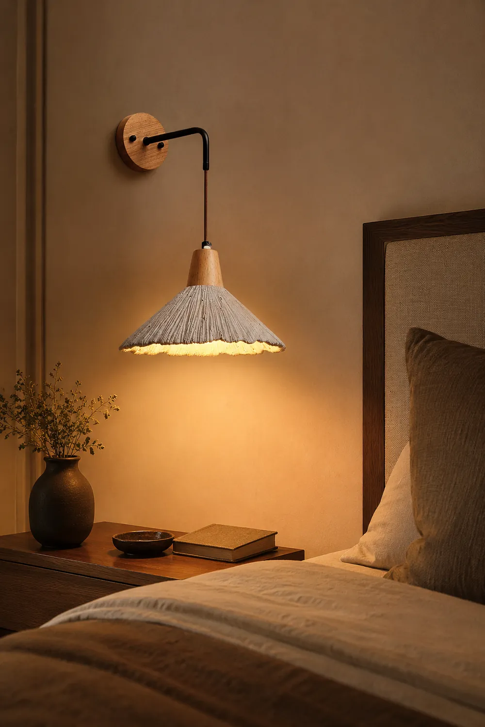 Vintage Textured Wood Wall Lamp - Lumpaz