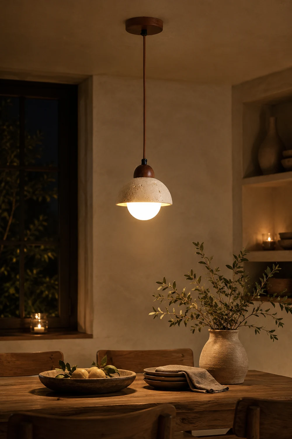 Wabi-Sabi Textured Stone Pendant Light - Lumpaz