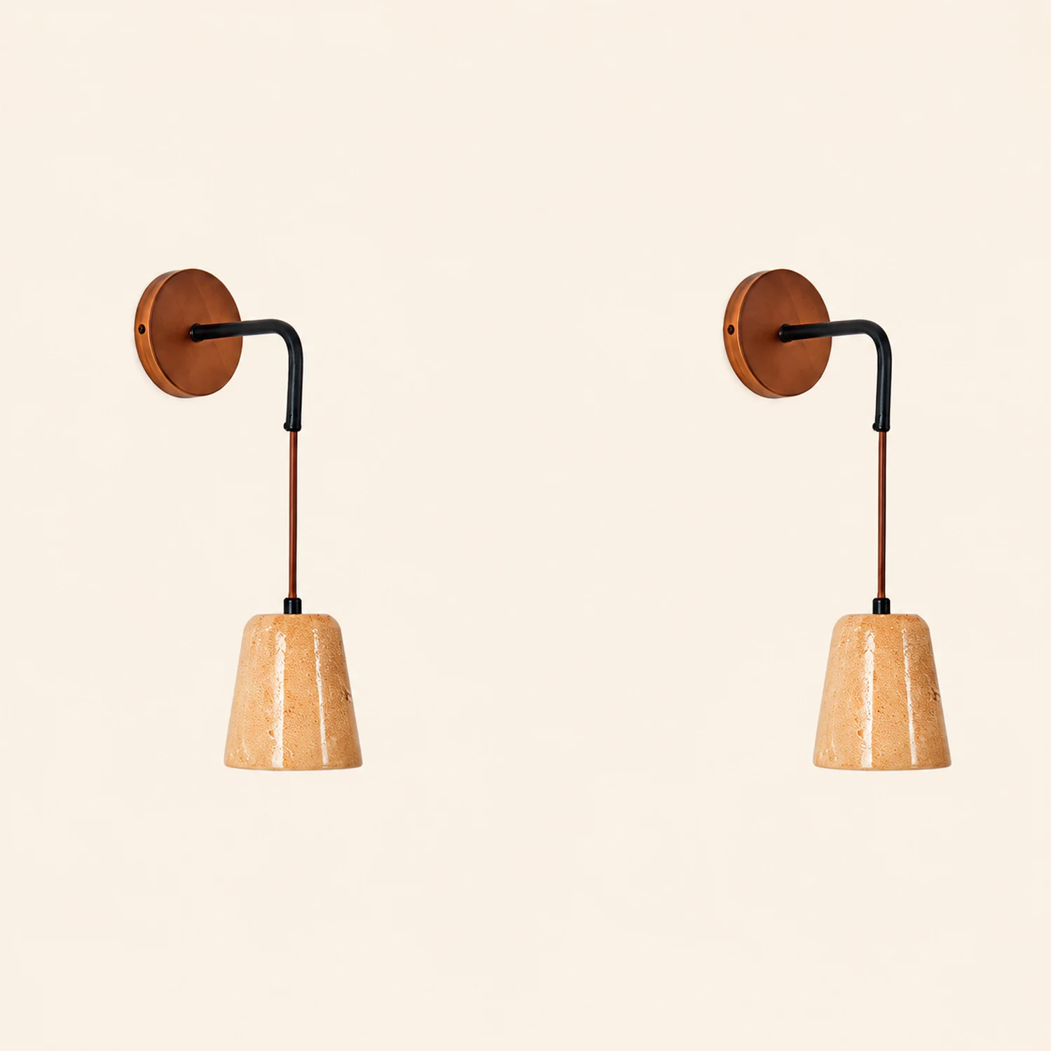 Yellow Travertine Disc Base Wall Lamp - Lumpaz