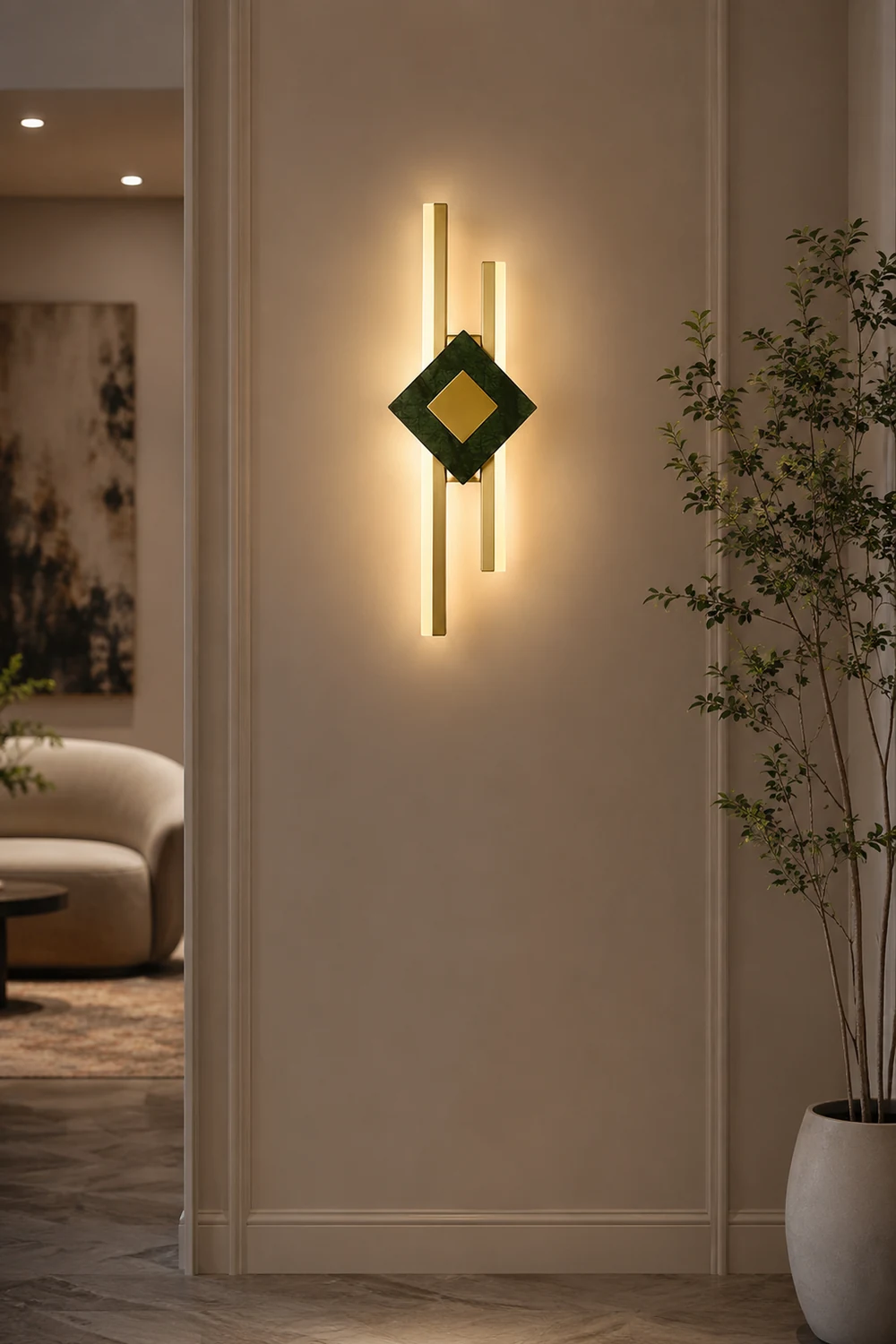 Green Marble Square LED Wall Light - Lumpaz
