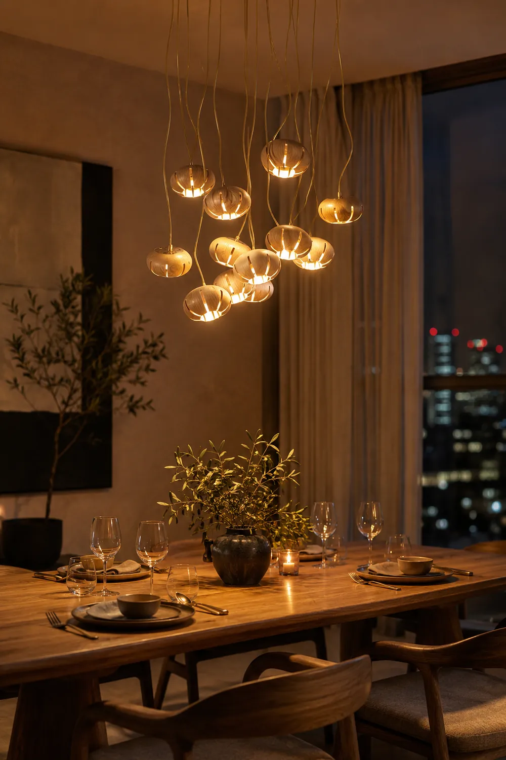Wood Pumpkin Cluster Chandelier - Lumpaz