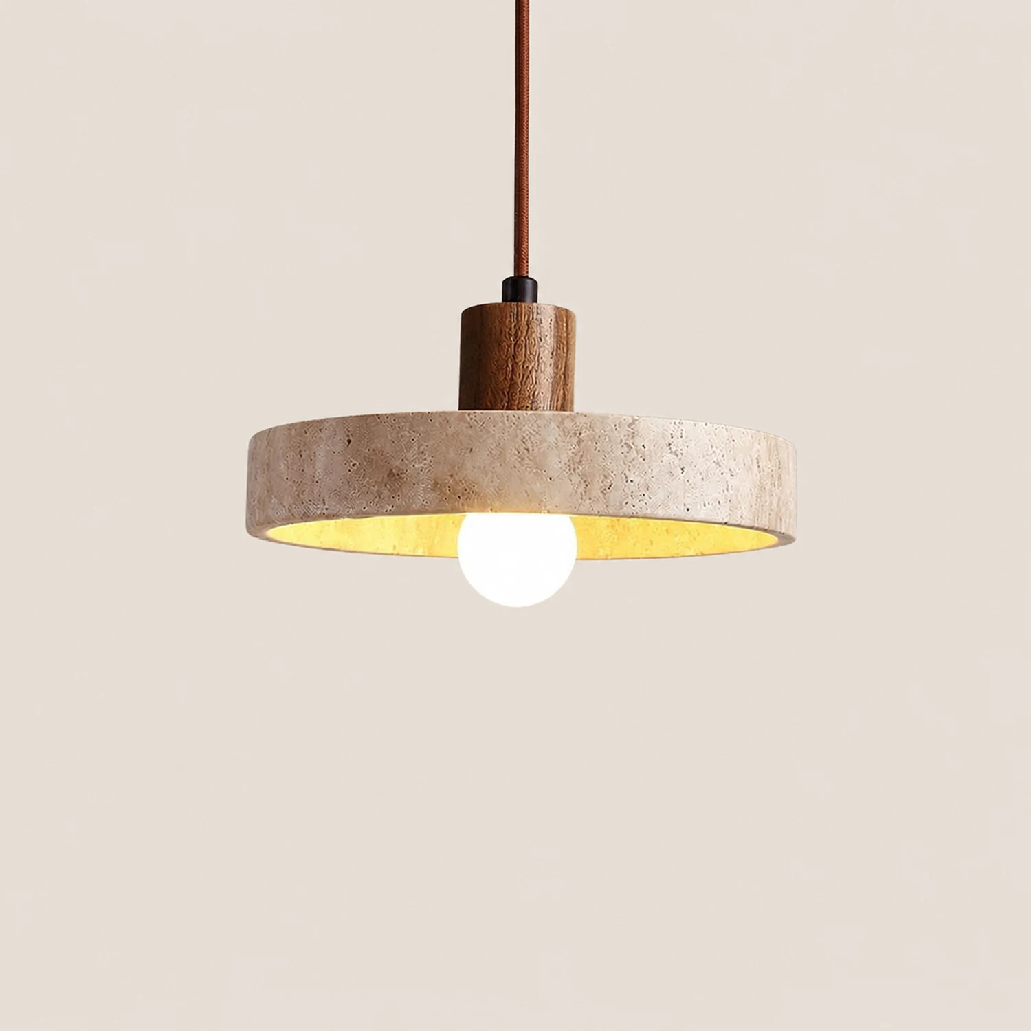 Natural Walnut Wood and Stone Pendant Lamp - Lumpaz