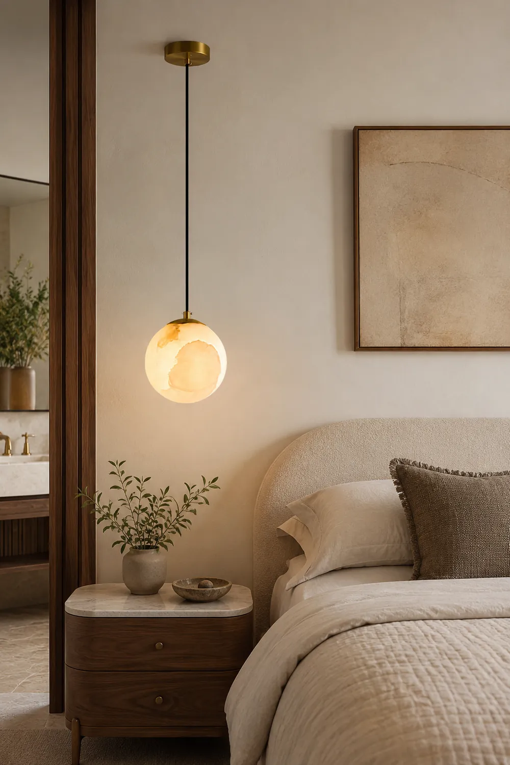 Amber Alabaster Globe Pendant Light - Lumpaz