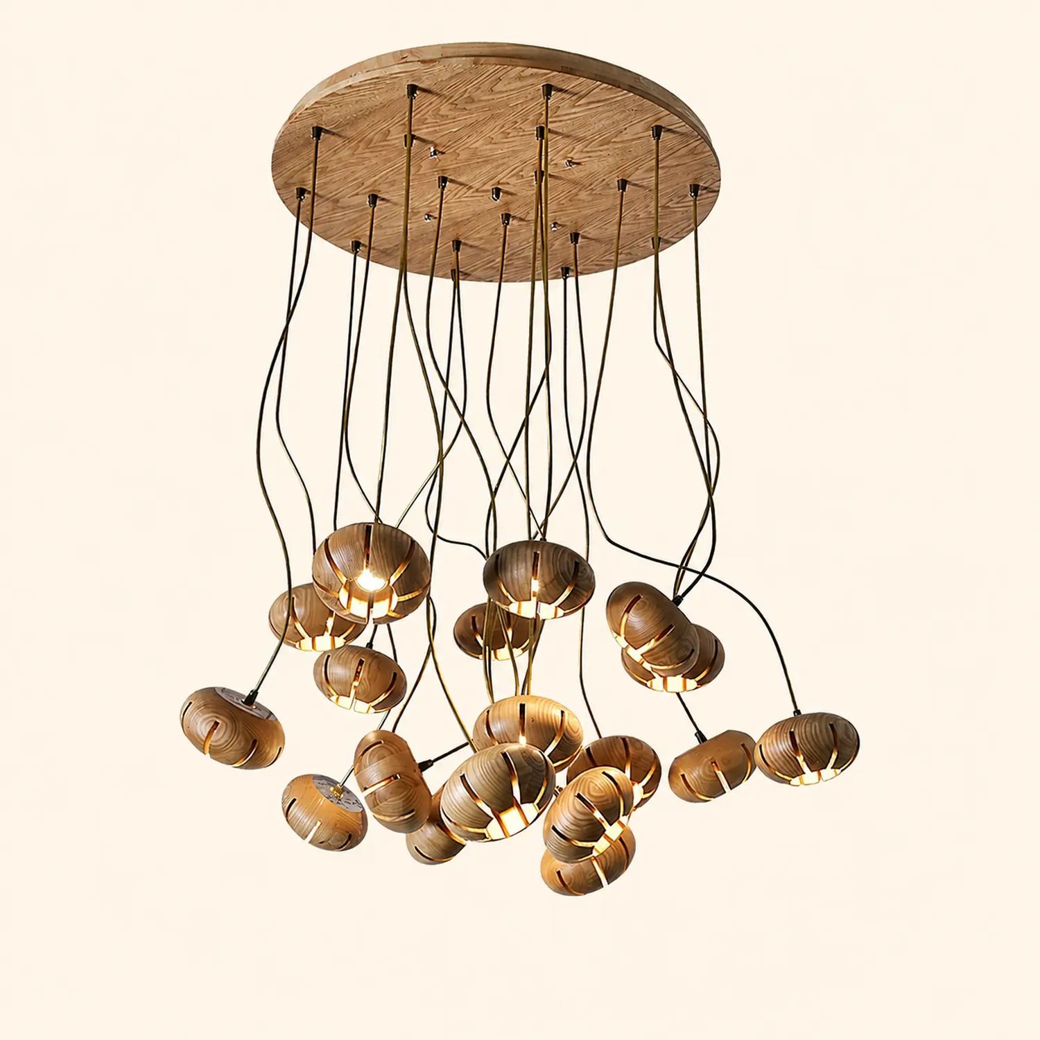 Wood Pumpkin Cluster Chandelier - Lumpaz
