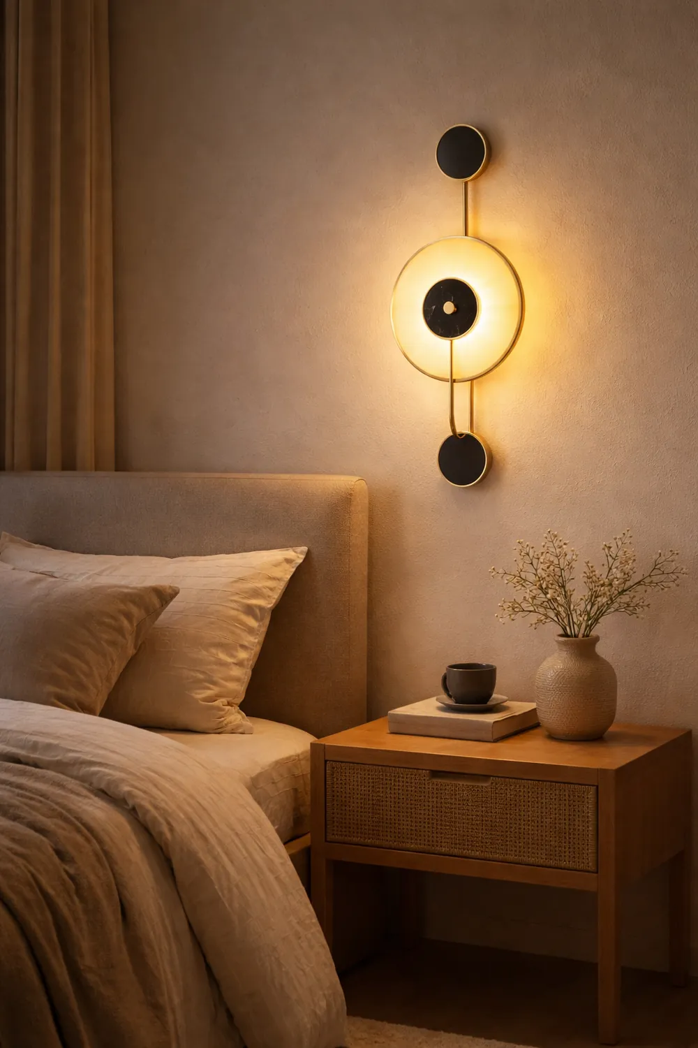 Art Deco Black & White Alabaster Wall Lamp - Lumpaz