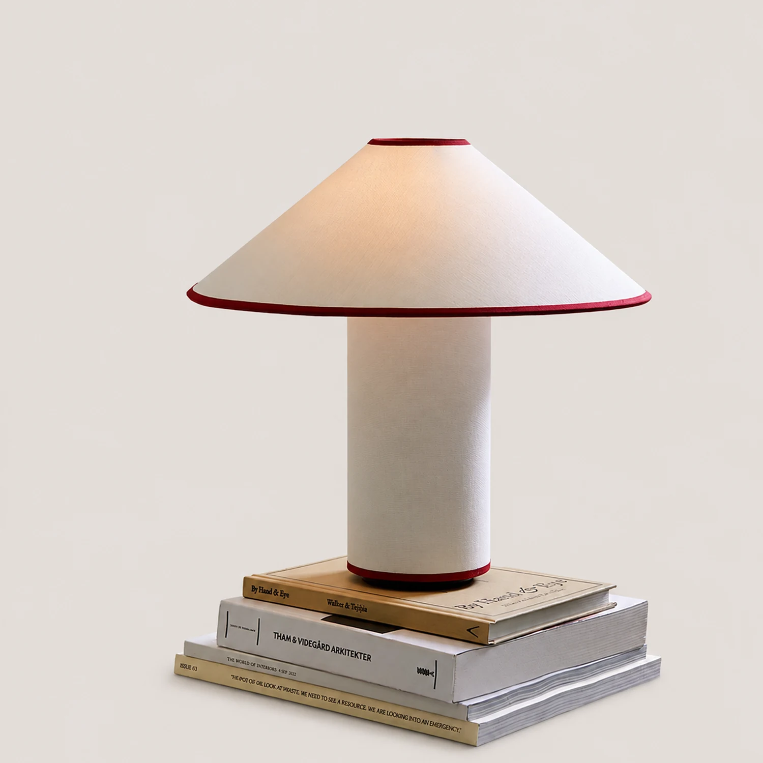 Red Trim Cone Shade Table Lamp - Lumpaz