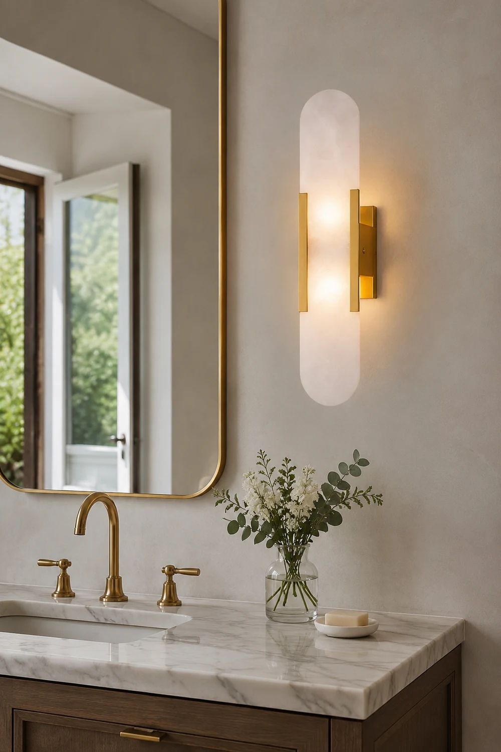 Modern Vertical Alabaster Wall Sconce - Lumpaz