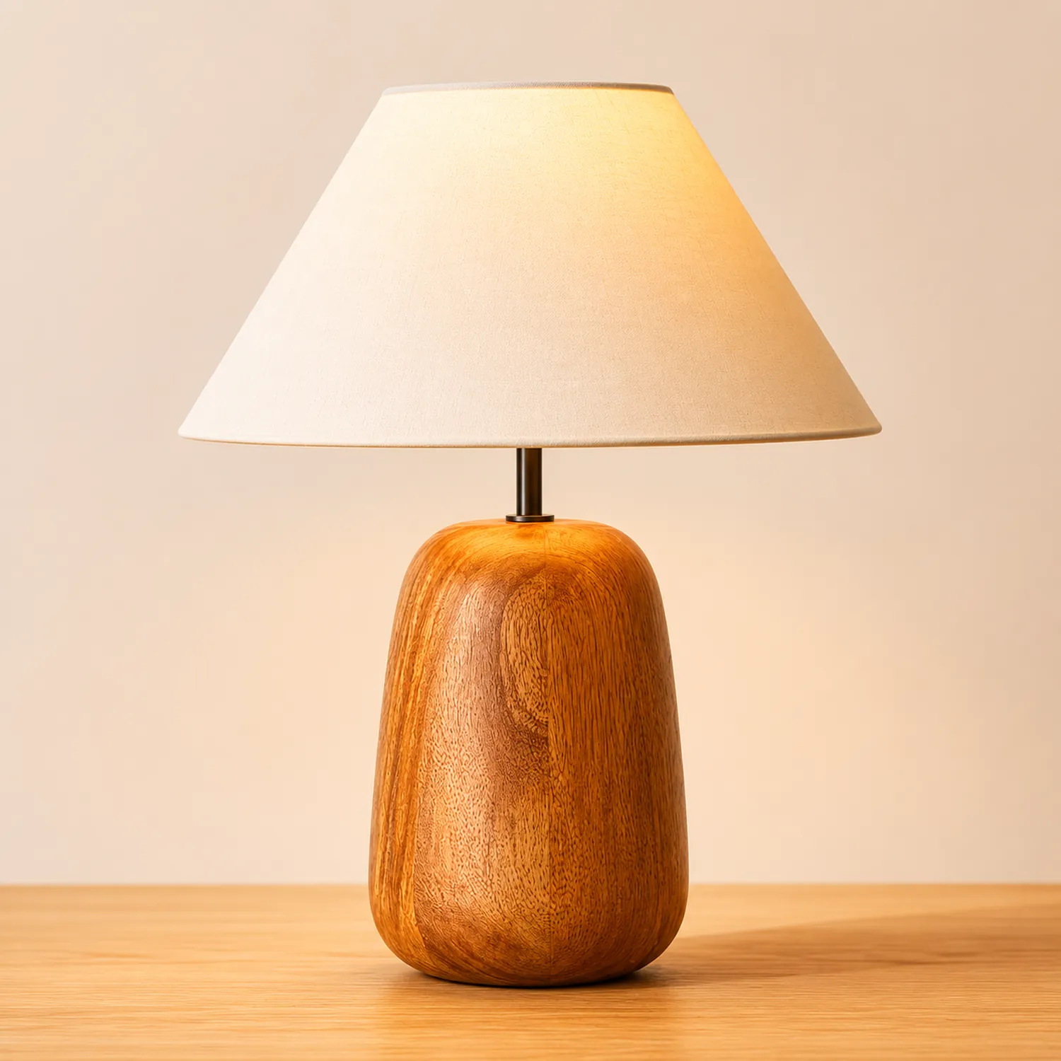 Grooved Country Wood Table Lamp - Lumpaz