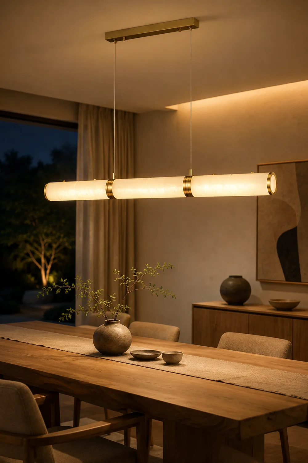 Alabaster Column Linear Chandelier - Lumpaz