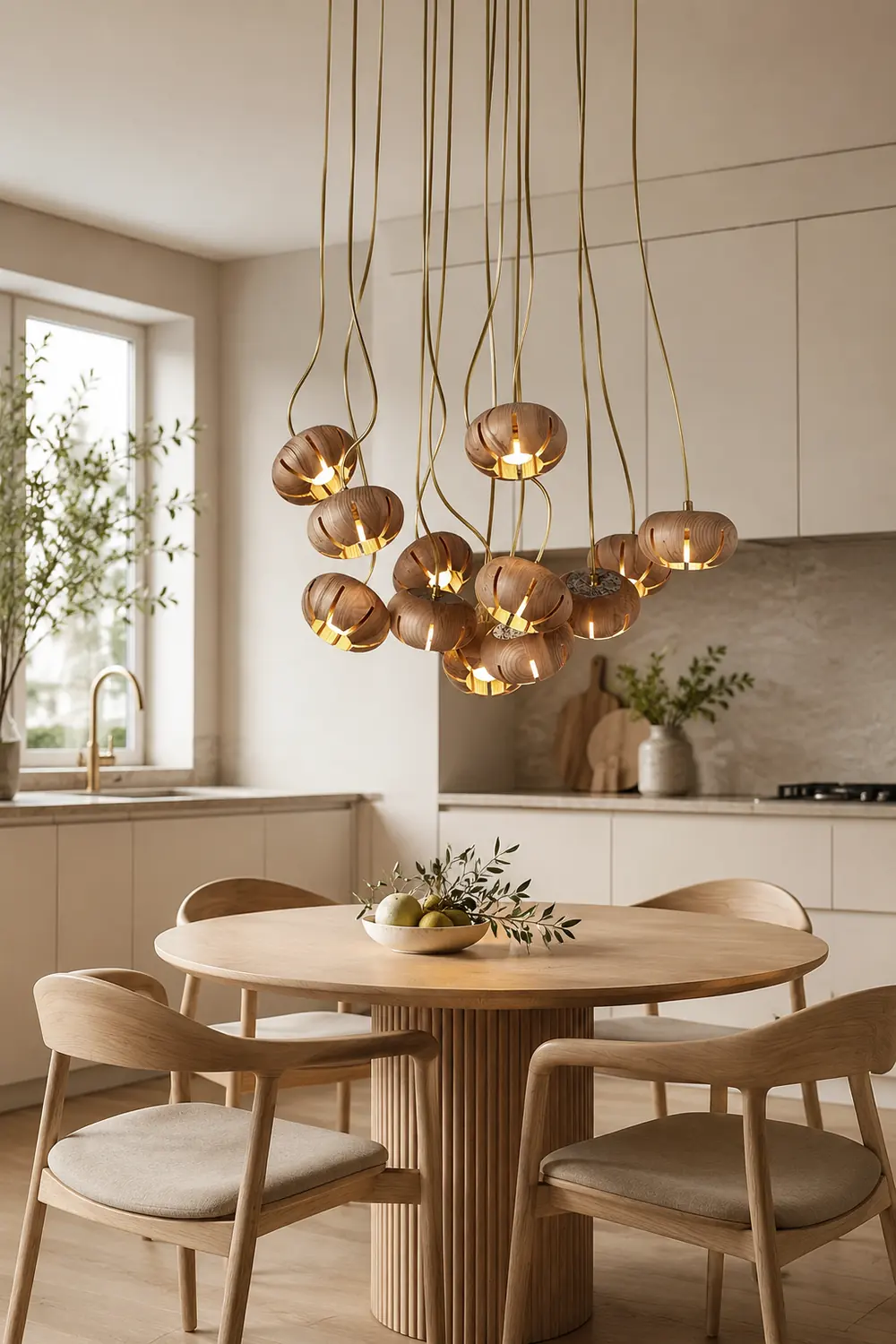 Wood Pumpkin Cluster Chandelier - Lumpaz