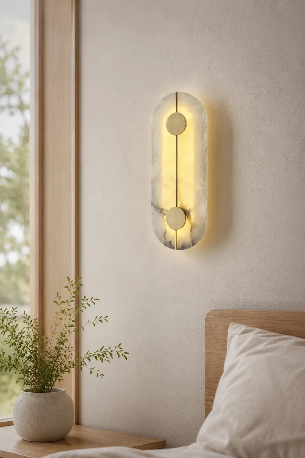 Modern Oval Alabaster Wall Lamp - Lumpaz