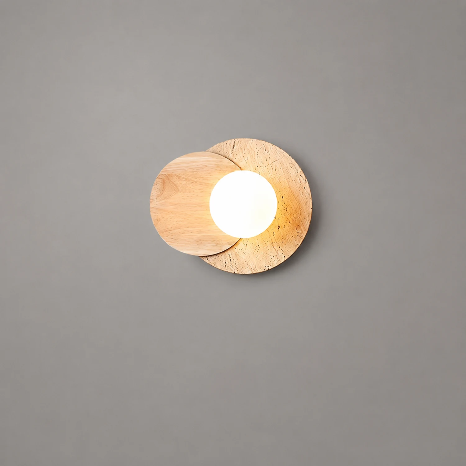 Partial Eclipse Wood & Stone Wall Light - Lumpaz