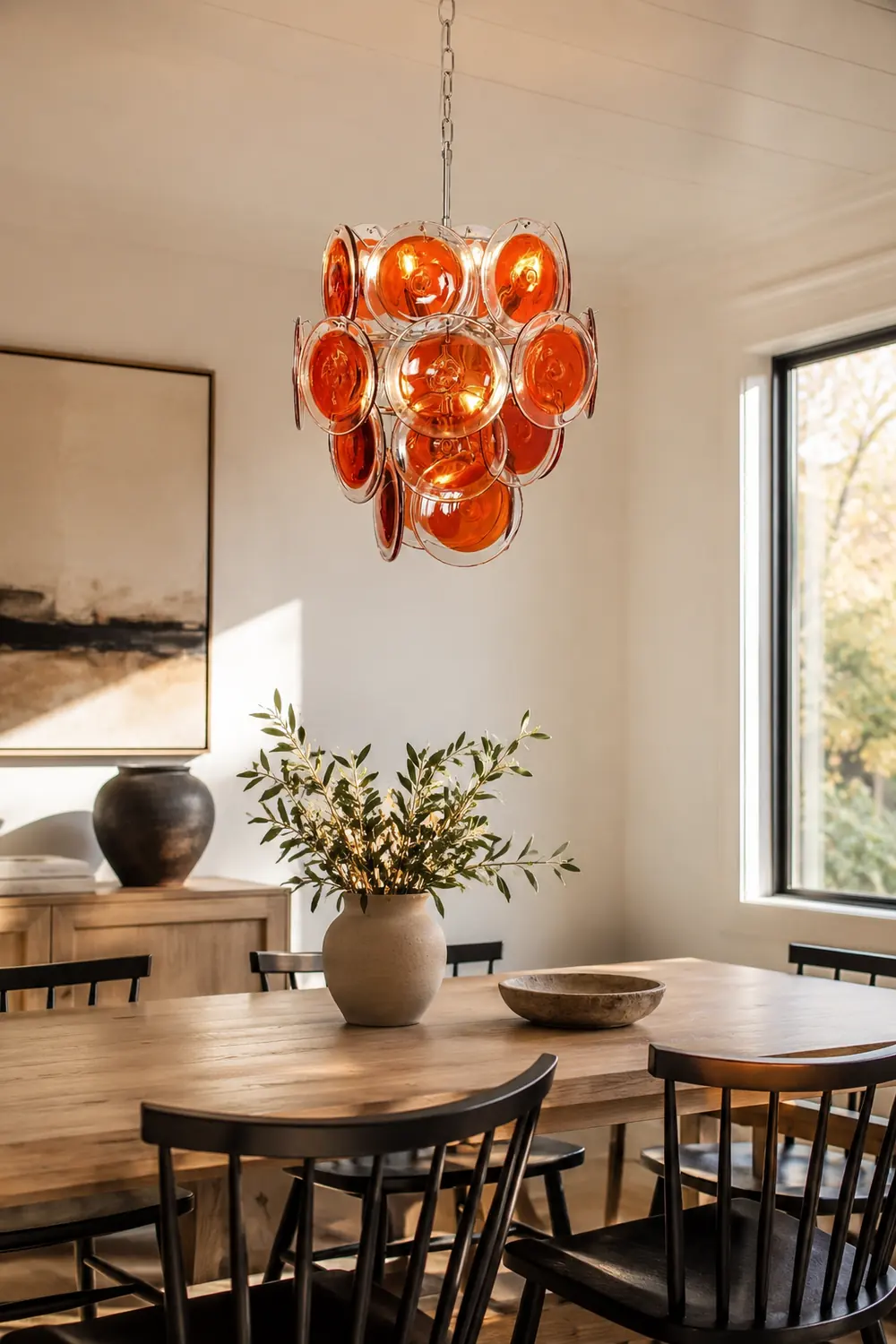 Murano Orange Disk Glass Chandelier - Lumpaz