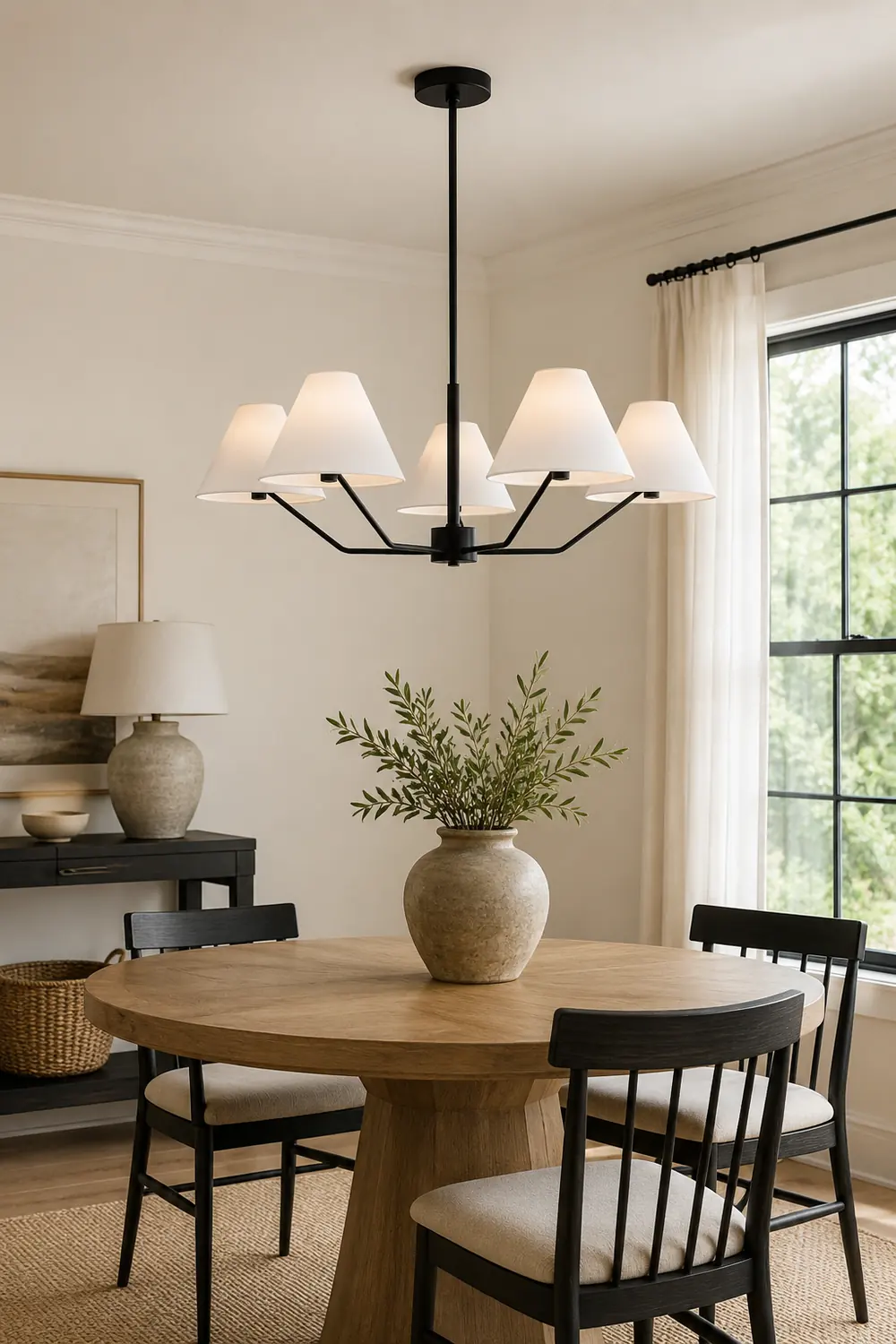 Minimalist Black Fabric Shade Chandelier - Lumpaz