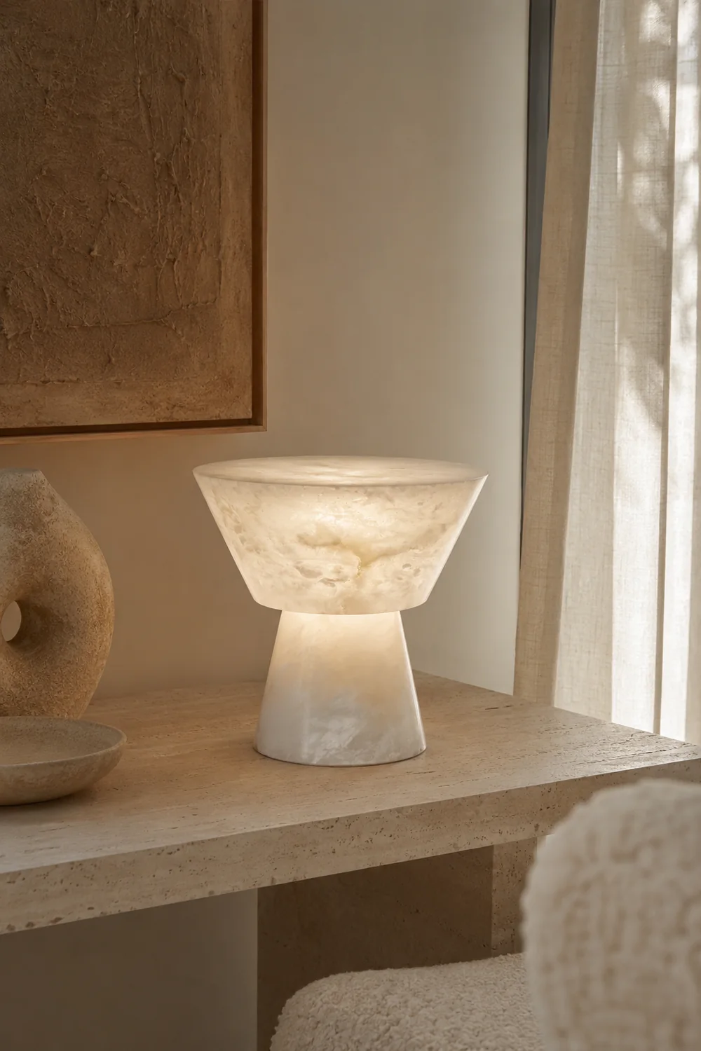 Conical Alabaster Table Lamp - Lumpaz