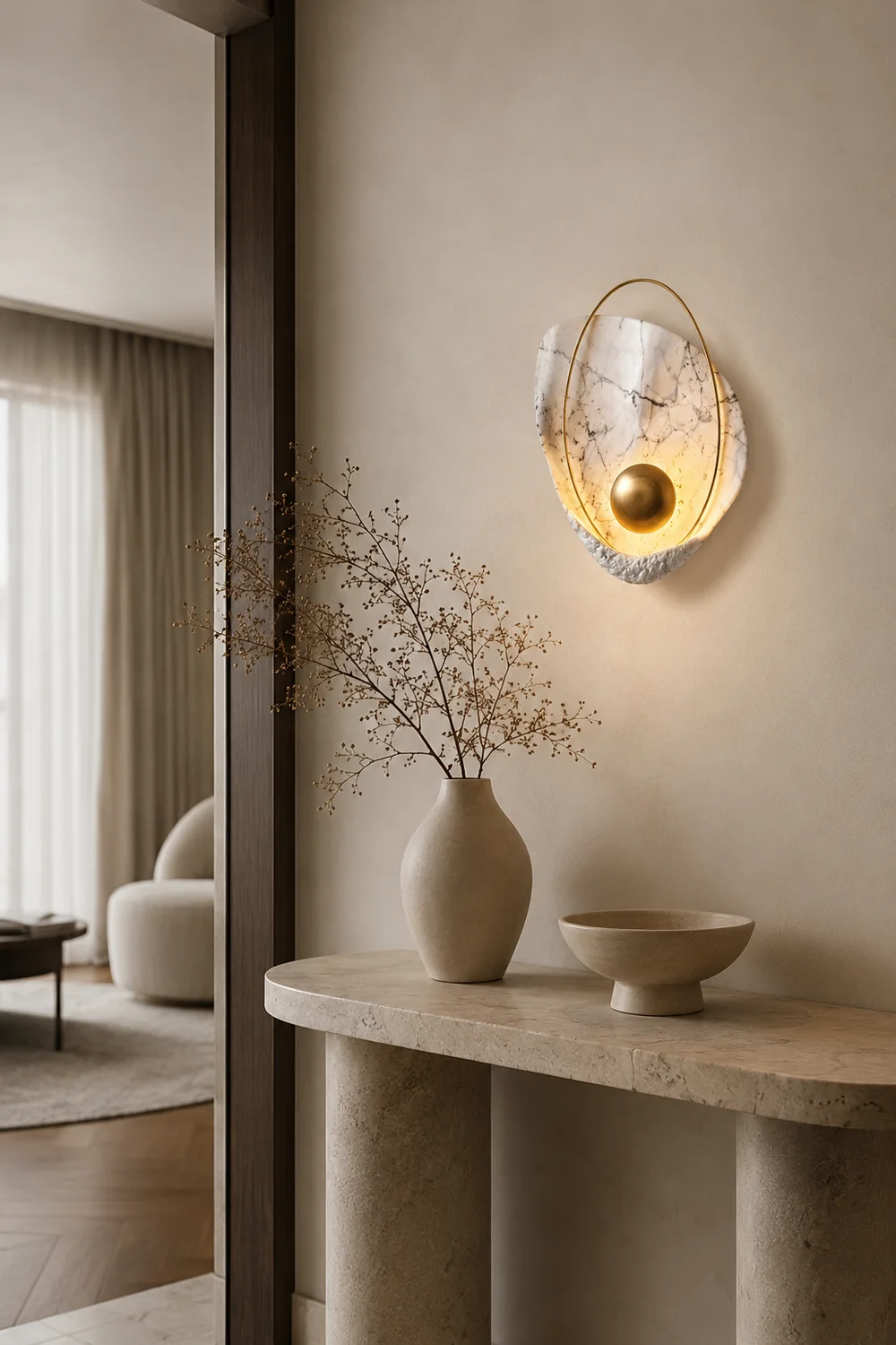 Artisan Shell Marble Wall Sconce - Lumpaz