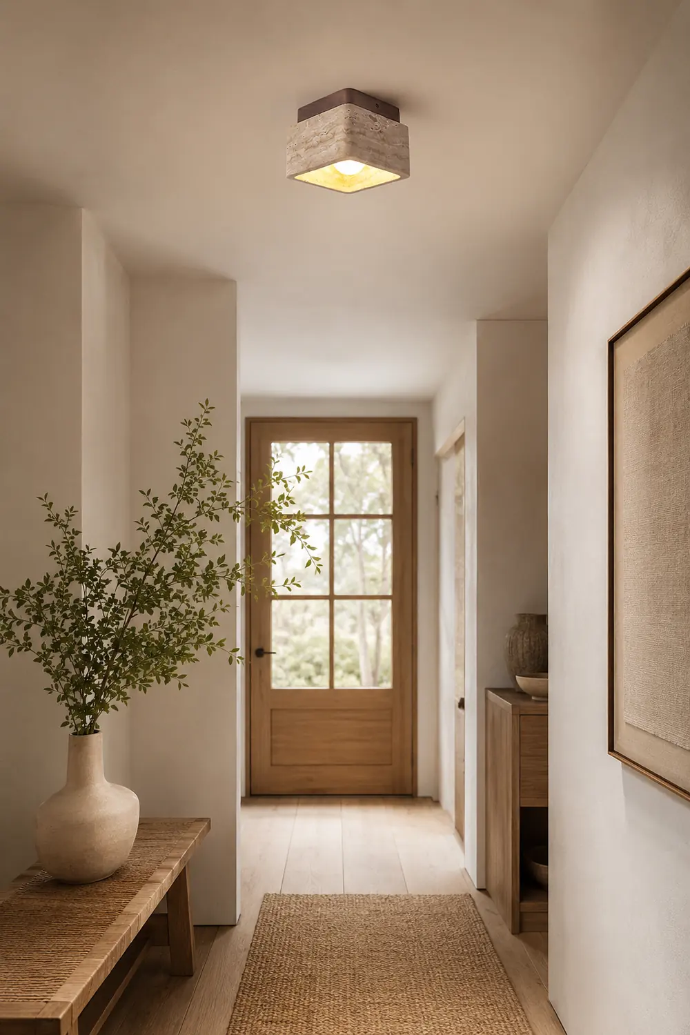 Square Travertine Flush Mount Ceiling Light - Lumpaz