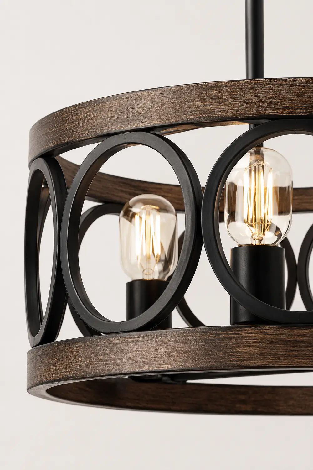 Franklin Bronze Vintage Wood Drum Chandelier - Lumpaz