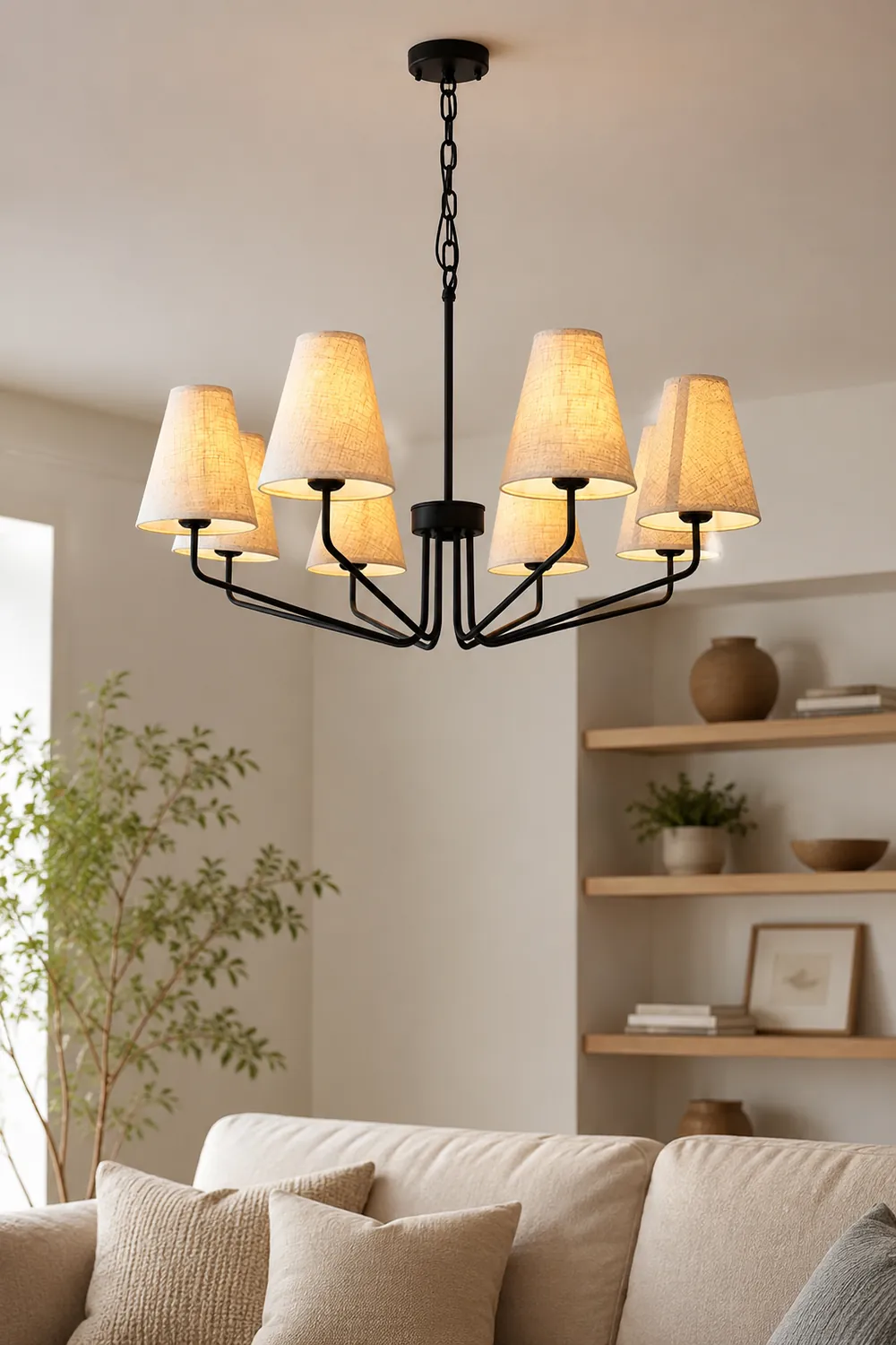Fabric Conical Hanging Chandelier - Lumpaz