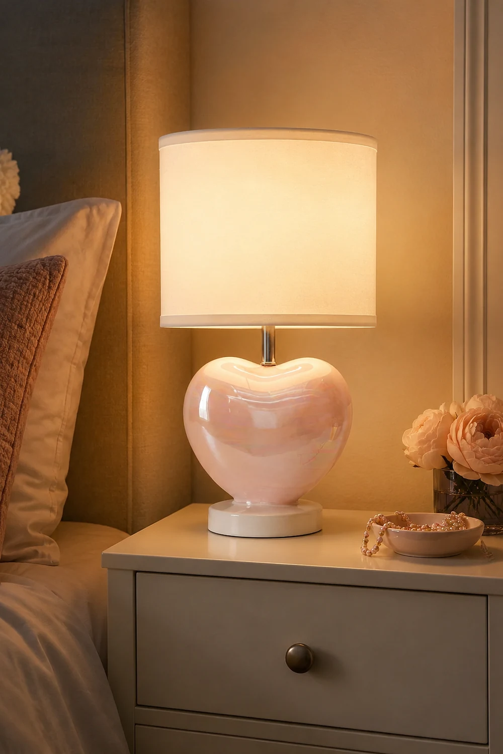 Pearlescent Heart Shape Table Lamp - Lumpaz