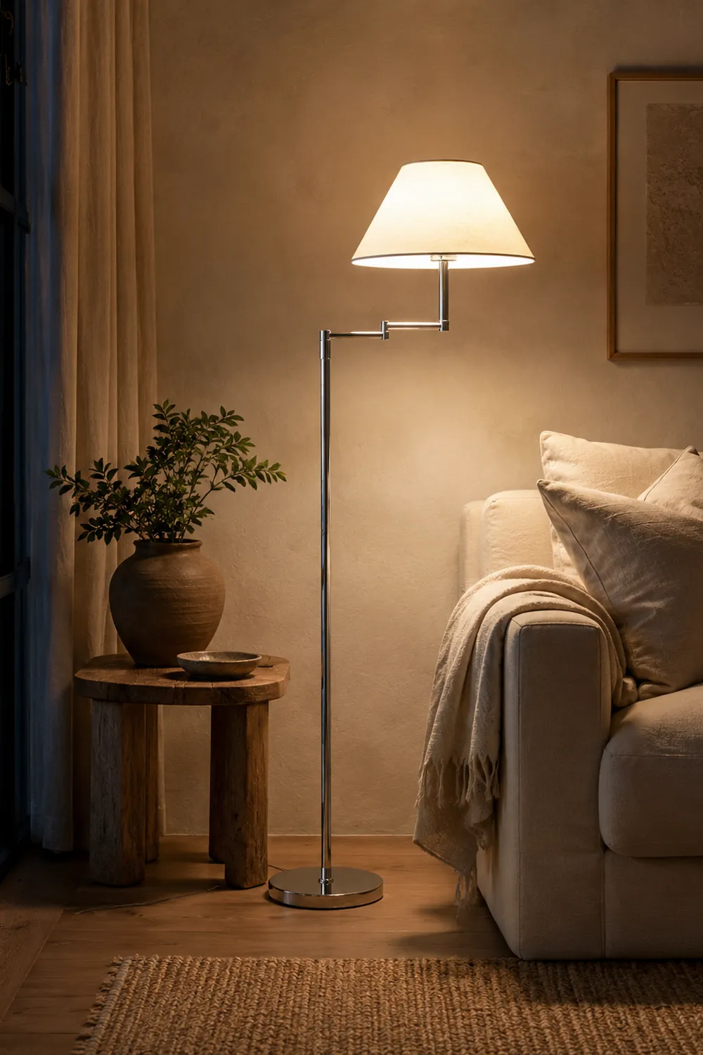 Contemporary Chrome Swing Arm Floor Lamp - Lumpaz