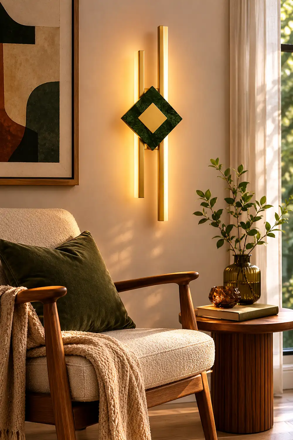 Green Marble Square LED Wall Light - Lumpaz