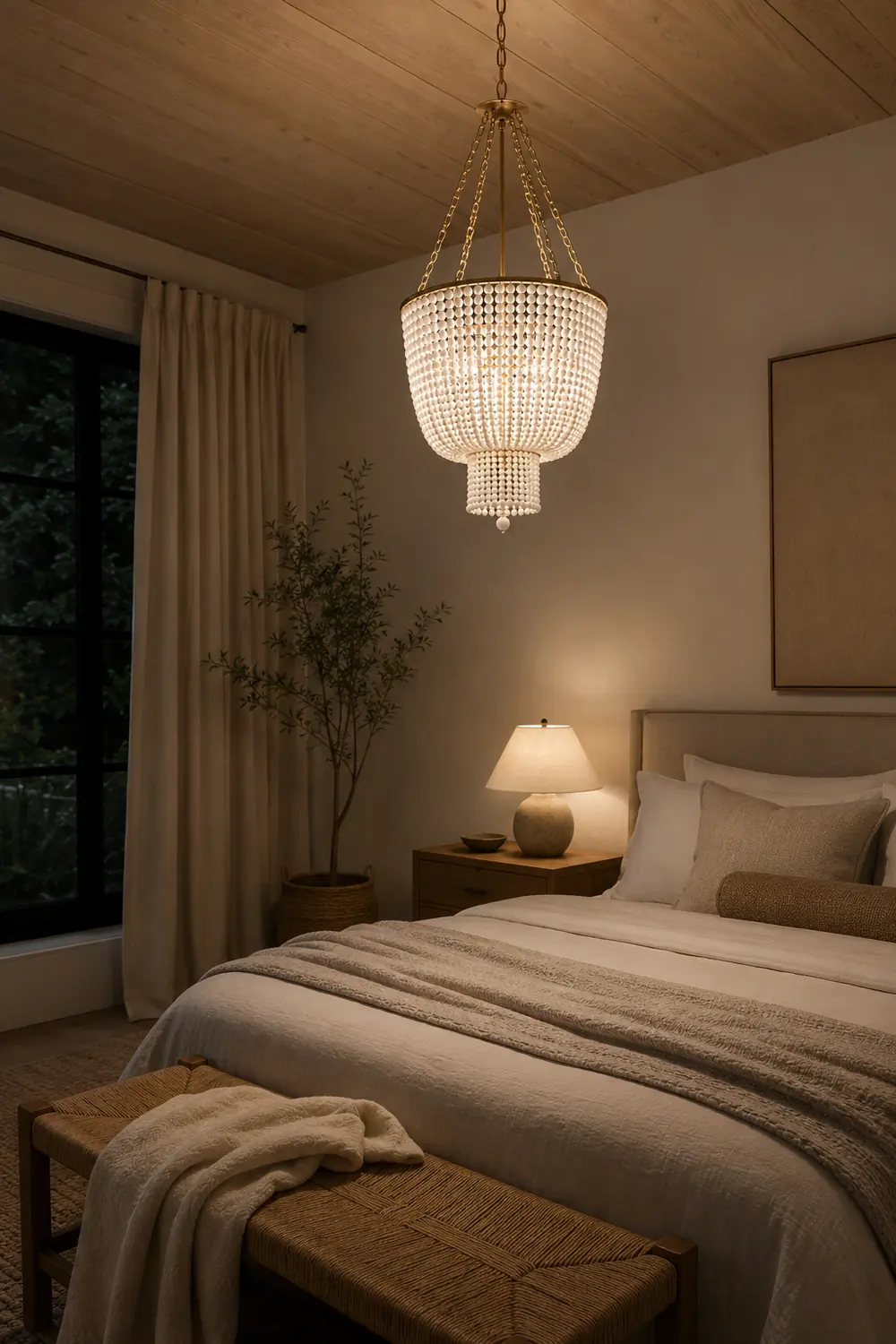 White Beaded Jacqueline Chandelier - Lumpaz