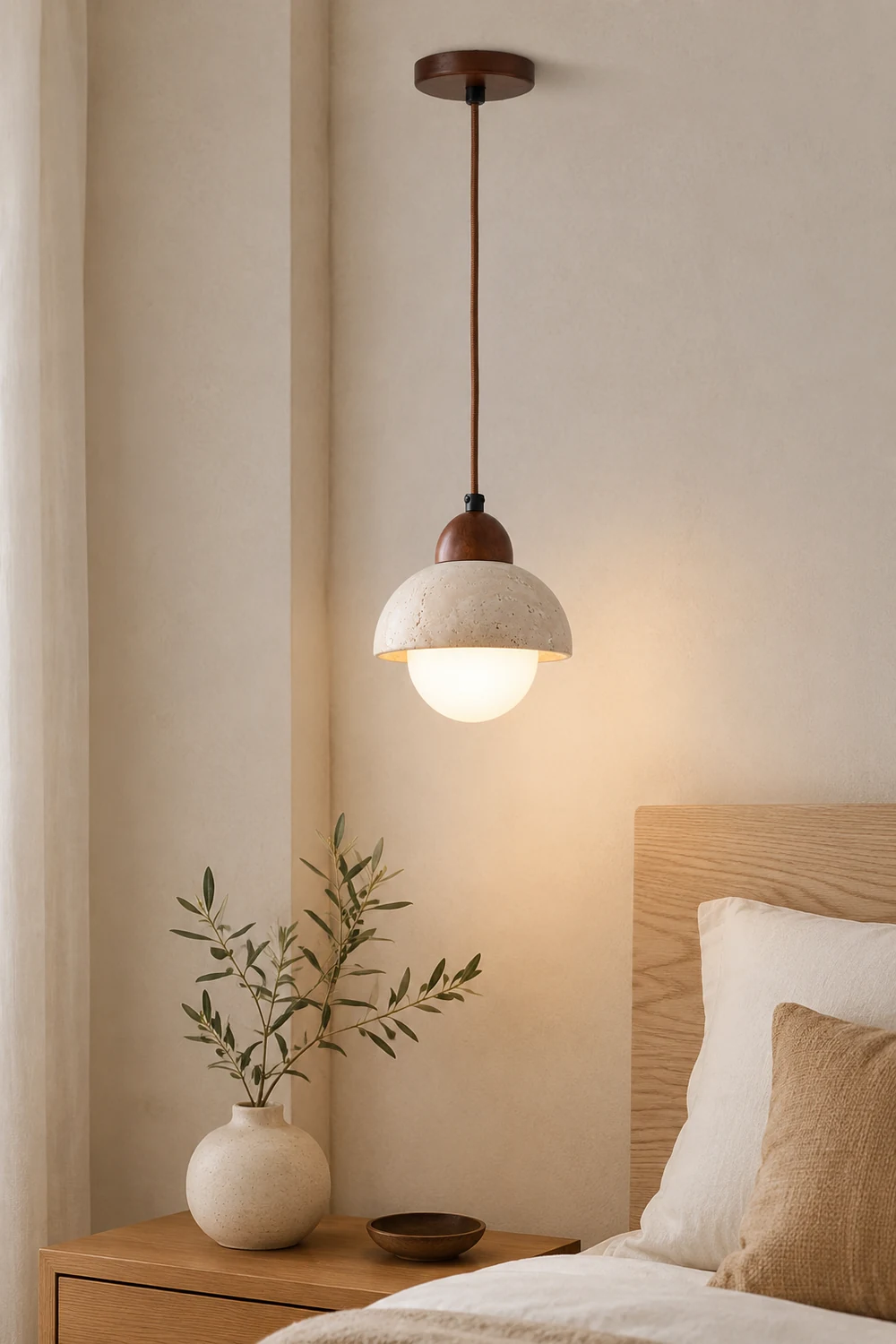 Wabi-Sabi Textured Stone Pendant Light - Lumpaz