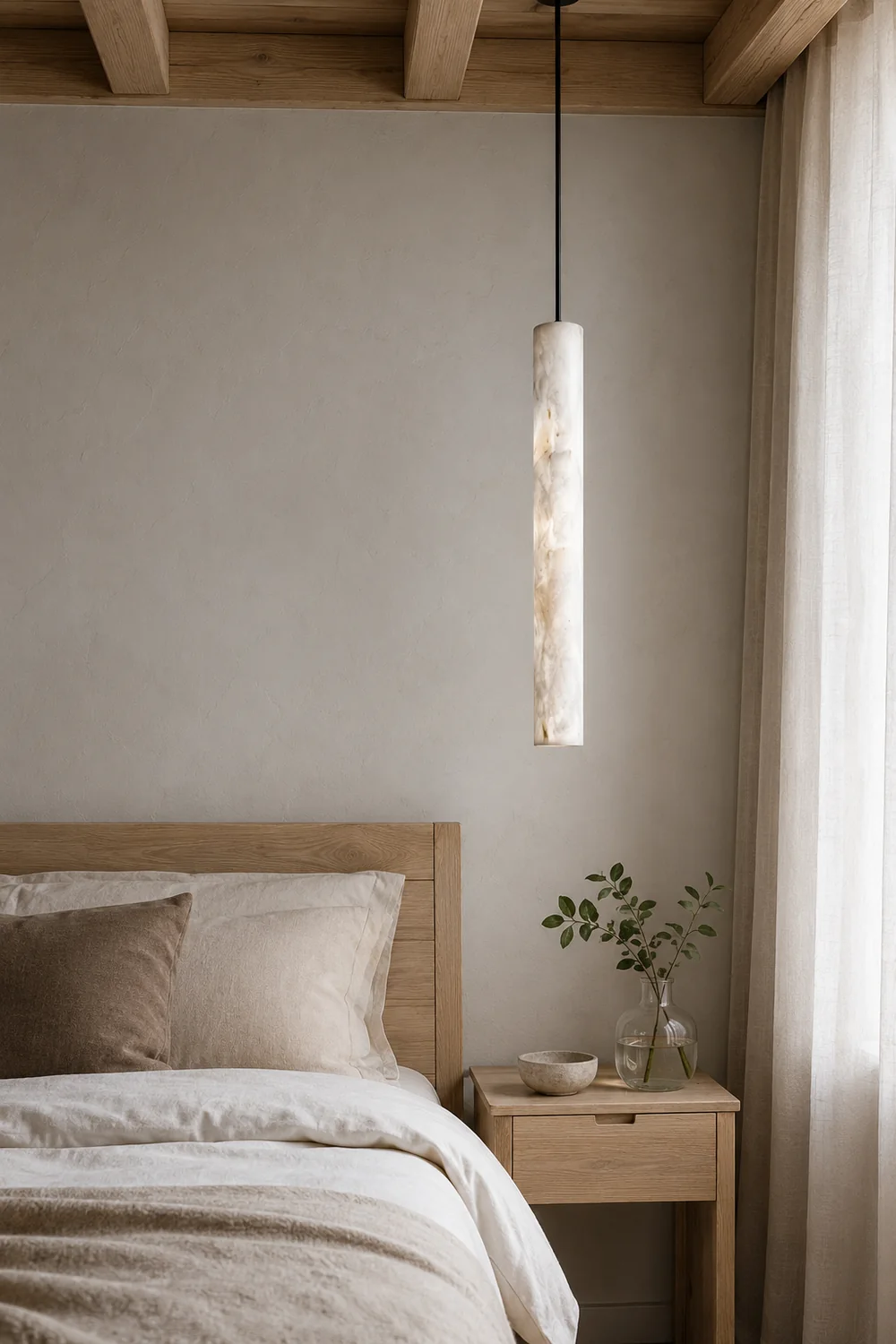 Slim Alabaster Cylinder Pendant Light - Lumpaz
