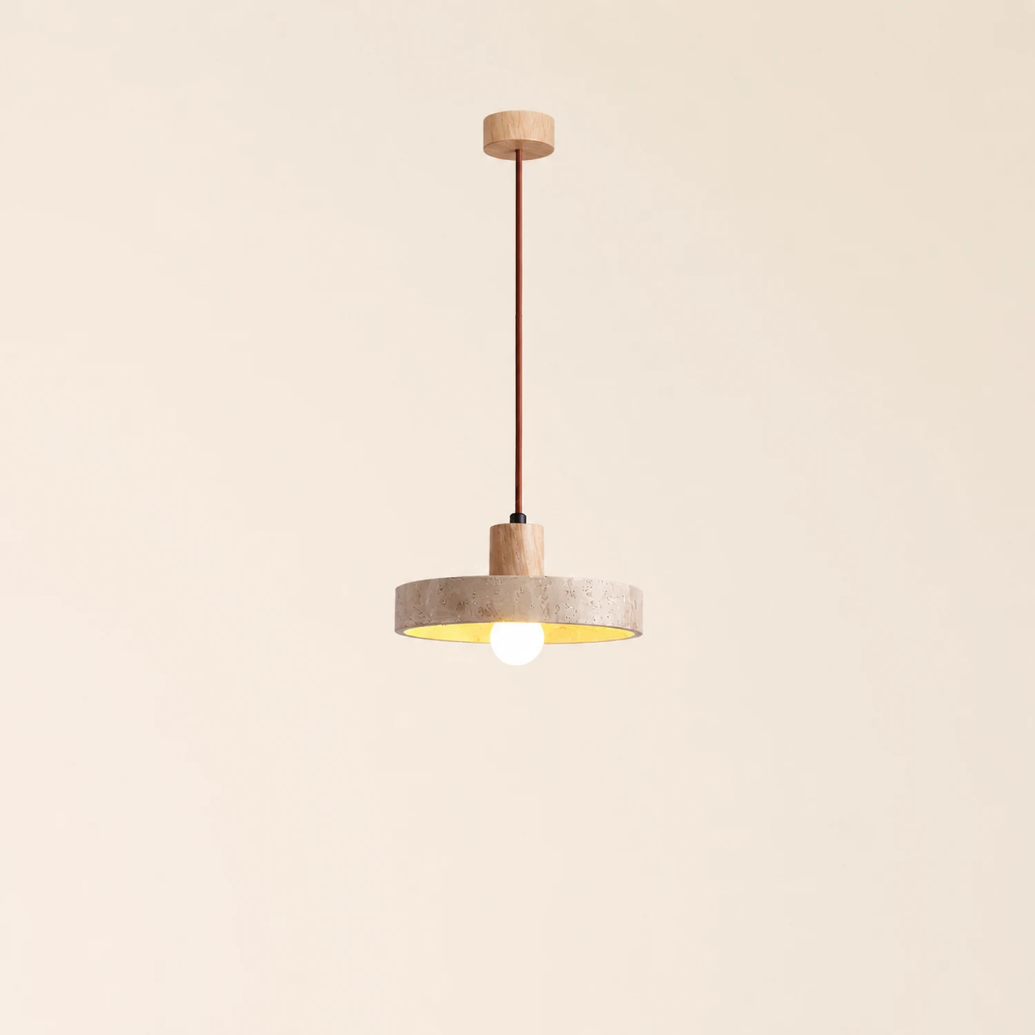 Natural Walnut Wood and Stone Pendant Lamp - Lumpaz