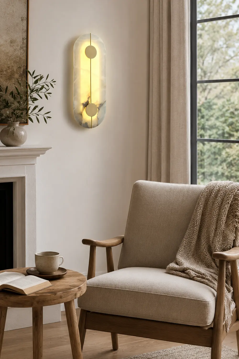 Modern Oval Alabaster Wall Lamp - Lumpaz