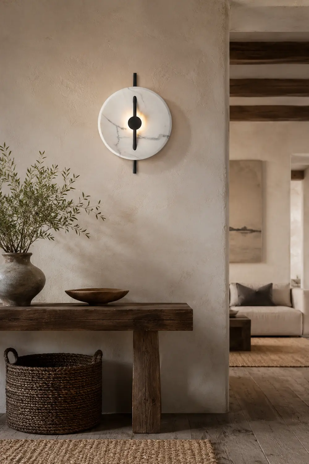 Contemporary Resin Round Marble Wall Light - Lumpaz
