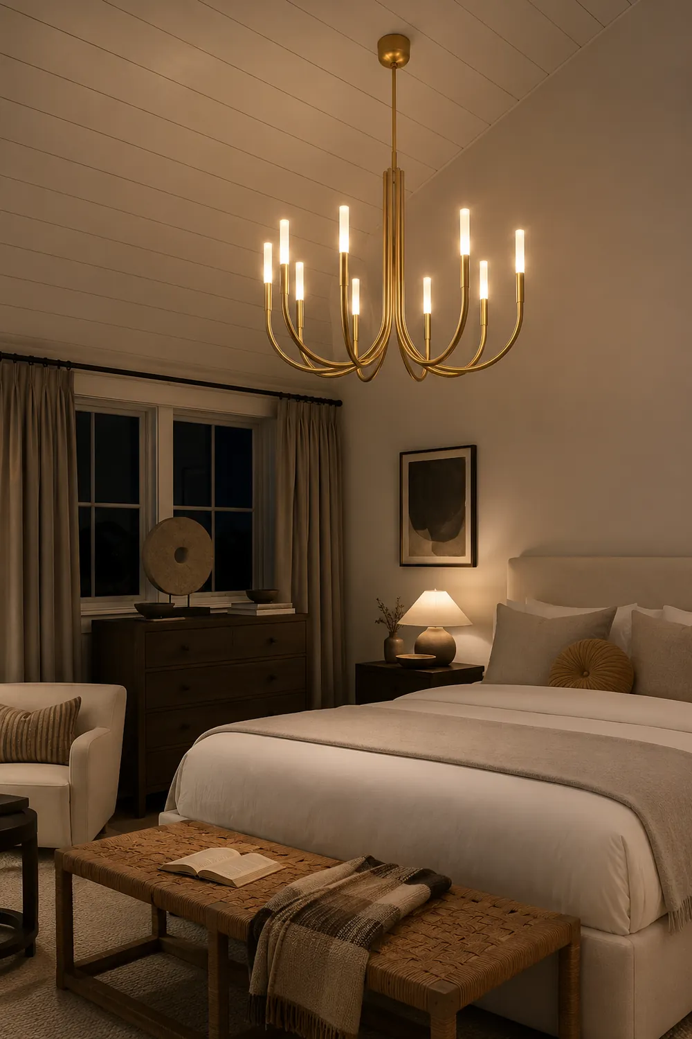 Rousseau 8-Light Brass Candle Chandelier - Lumpaz
