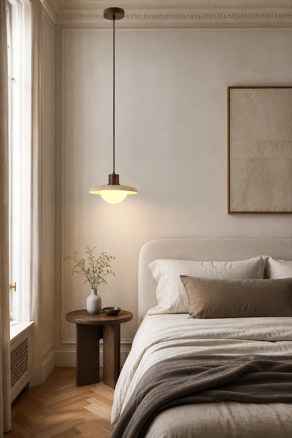 Japanese Modern Travertine Hanging Light - Lumpaz