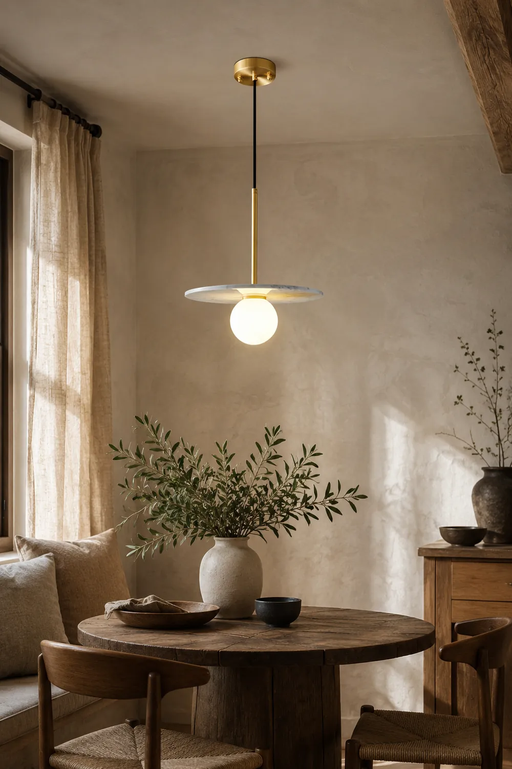 Copper marble round chandelier - Lumpaz