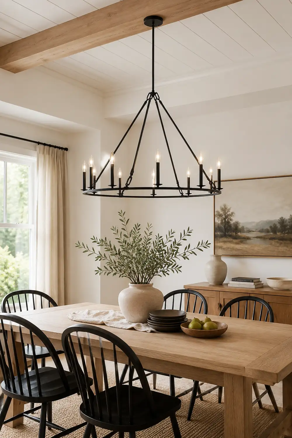 Black Round Farmhouse Candle Chandelier - Lumpaz