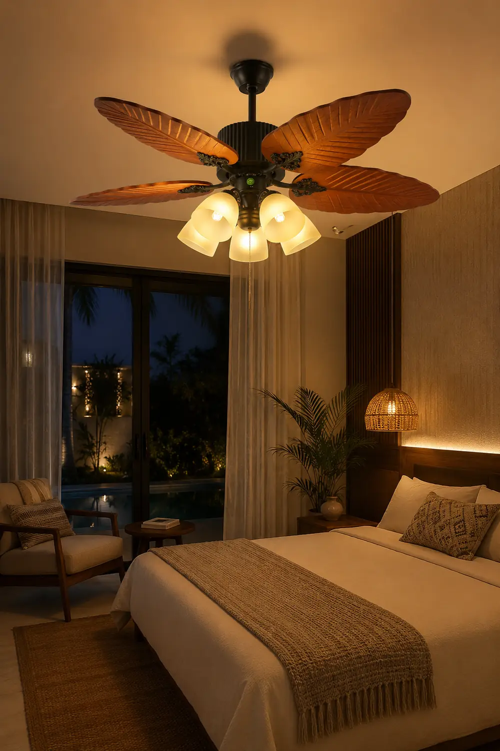 Palm Tropical Ceiling Fan Light - Lumpaz