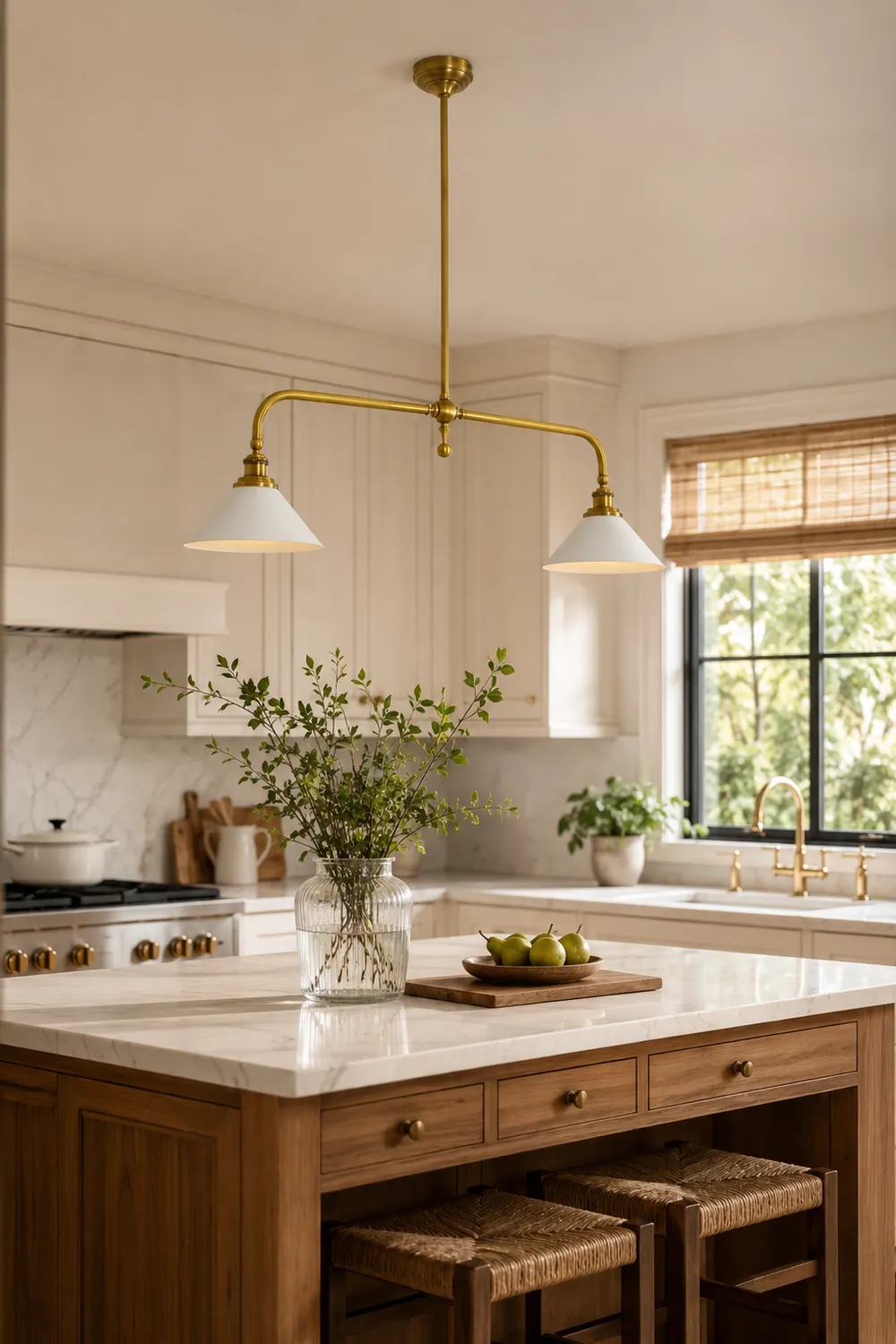 Vintage brass double chandelier - Lumpaz