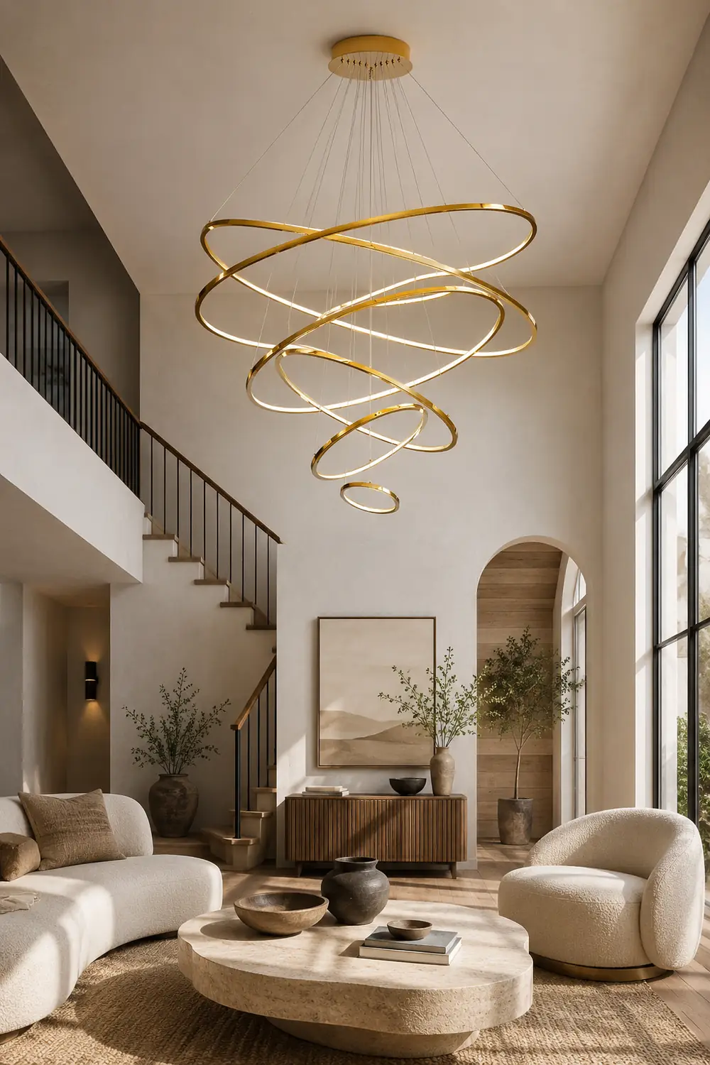 TLANX Large Tiered Ring Foyer Chandelier - Lumpaz