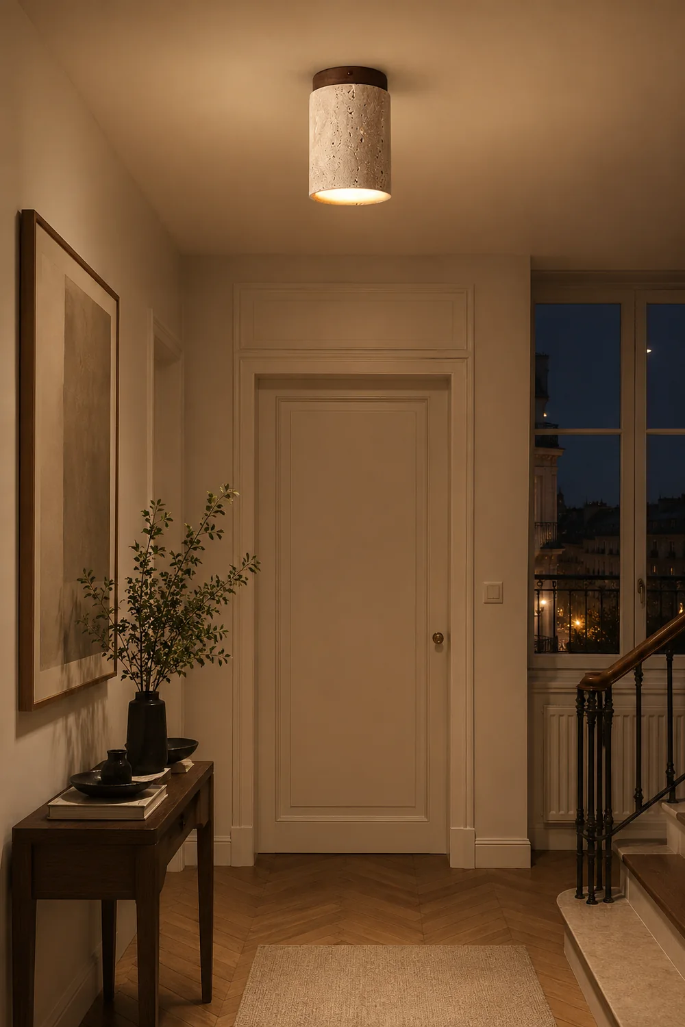 Wood and Stone Modern Flush Mount Light - Lumpaz