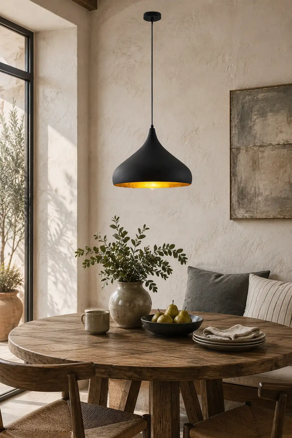 Modern Black and Gold Teardrop Pendant Lamp - Lumpaz