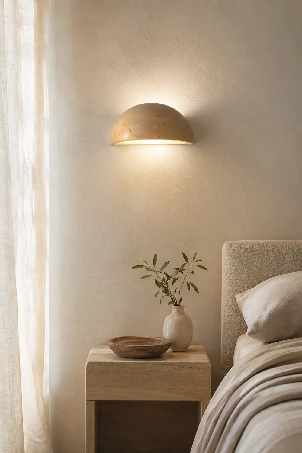 Mid-Century Semi-Circle Stone Wall Lamp - Lumpaz