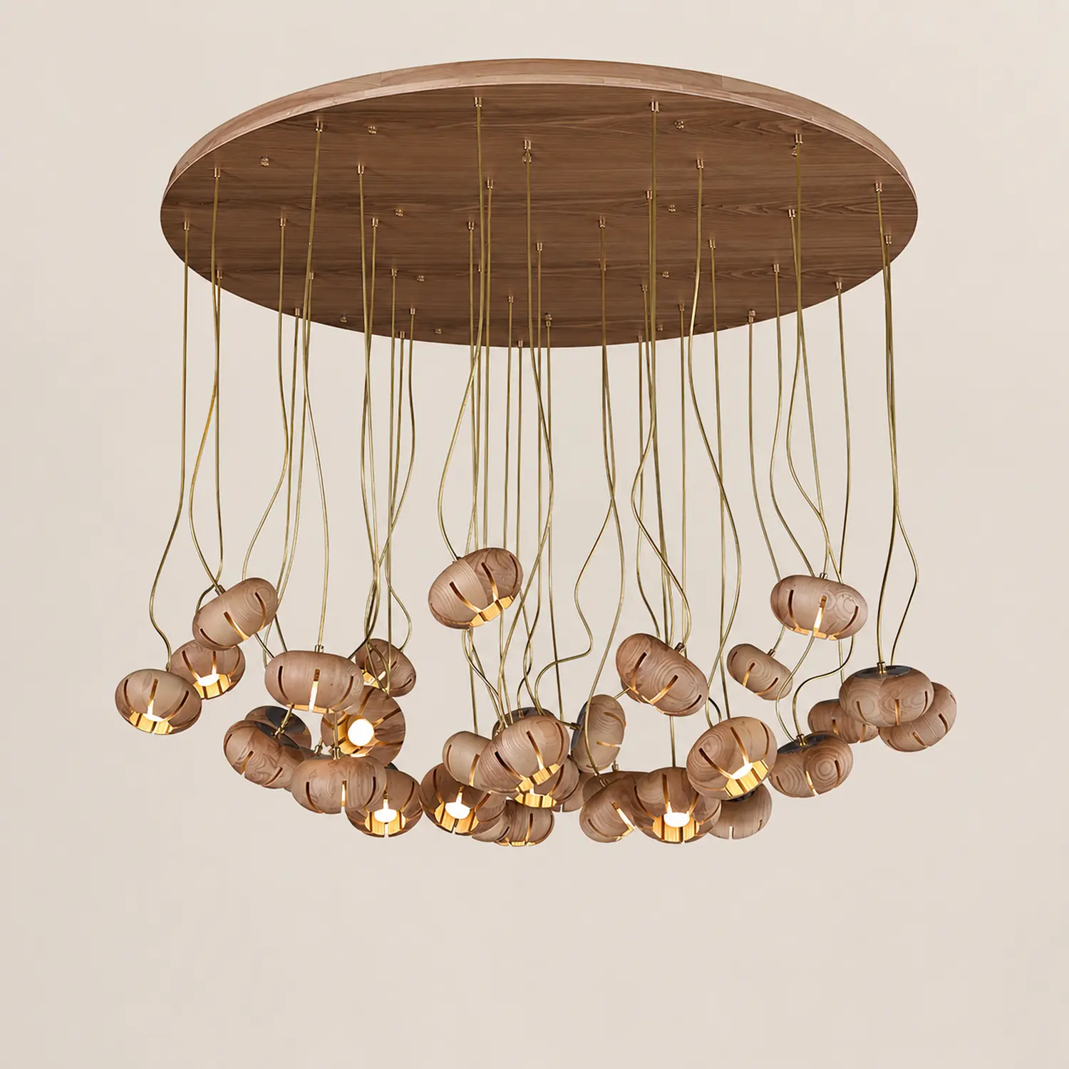 Wood Pumpkin Cluster Chandelier - Lumpaz