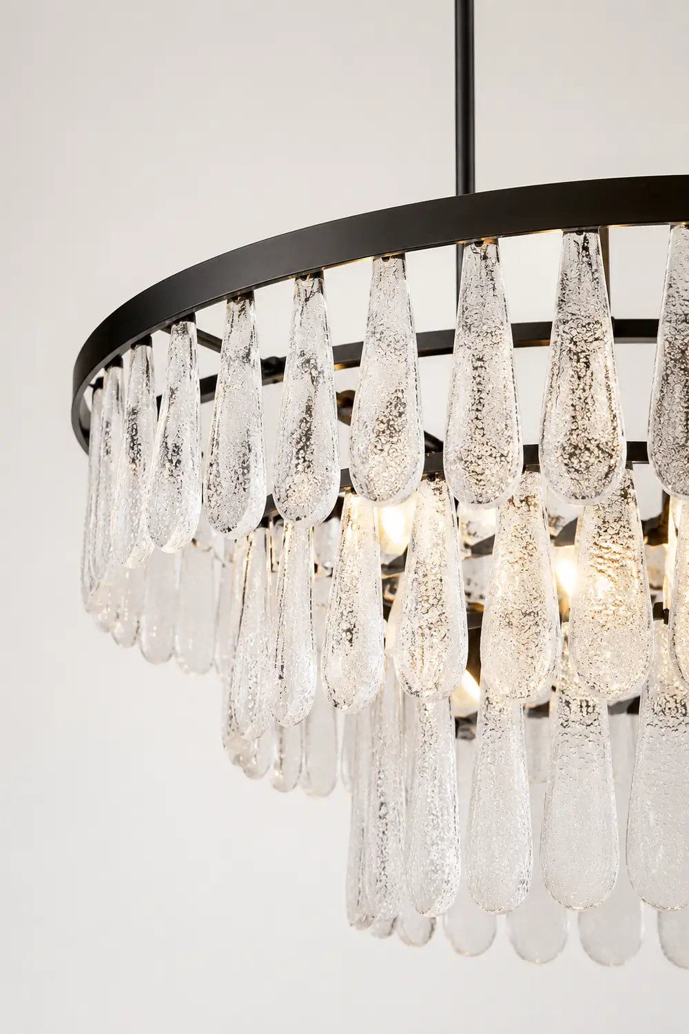 Gold Circular Textured Glass Chandelier - Lumpaz