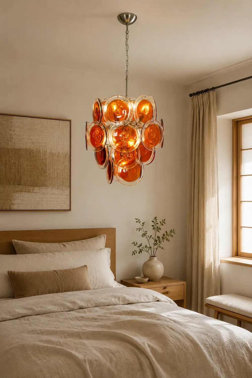 Murano Orange Disk Glass Chandelier - Lumpaz