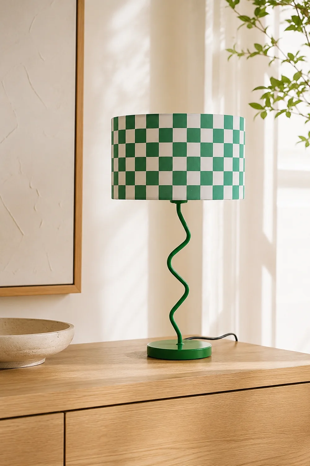 Green Grid Modern Table Lamp - Lumpaz