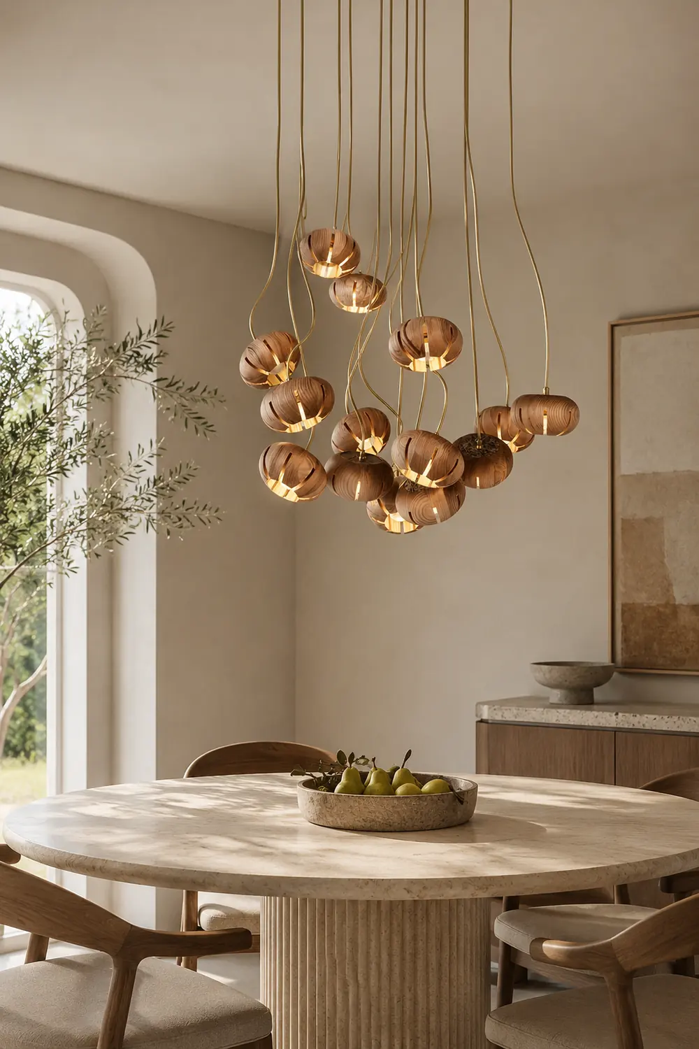 Wood Pumpkin Cluster Chandelier - Lumpaz