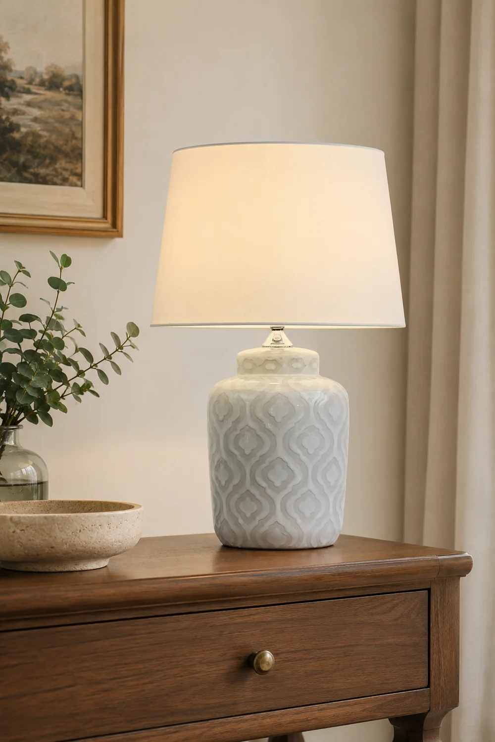 Textured Jar Table Lamp with Tapered Shade - Lumpaz