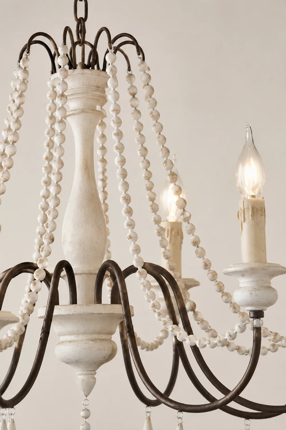 Rustic Beaded Candle Chandelier - Lumpaz